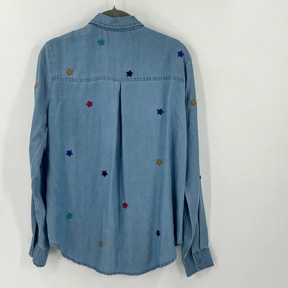 Billy T denim button shirt with embroidered stars. Size small. Gently used. - Picture 2 of 3